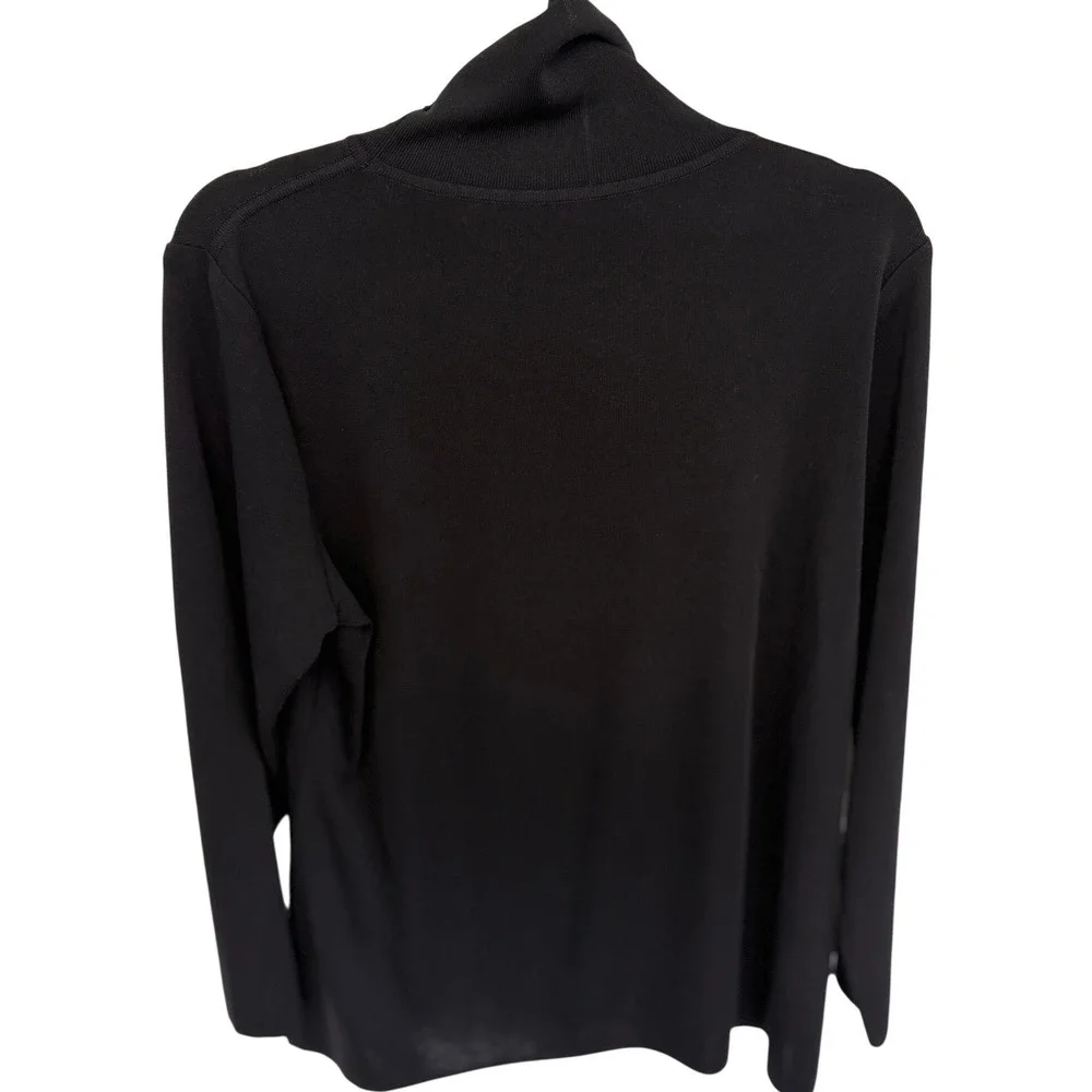 Women's Misook Black Turtleneck‎ Long Sleeve Knit Sweater Size L Side Slit